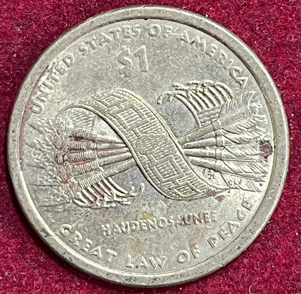 UNITED STATES 1 DOLLAR NATIVE AMERICAN DOLLAR HAUDENOSAUNEE- GREAT LAW OF PEACE RARE COIN #I-36