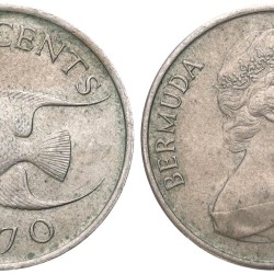 Bermuda, 5 Cents, 1970, Queen Angelfish, KM #45, Circulated Condition.