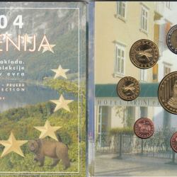 Slovenia 2004 1 Cent - €5 Euro UNC 9 Pattern Probe Essai Coin Set - Info BEAUTIFULFOLDER PACKAGING