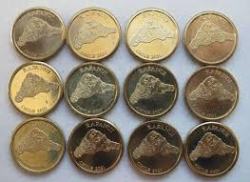 Alternative view of Easter Island, Set of 12 coins, Brass, UNC Condition, Fantasy issue.