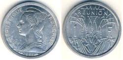 REUNION, 1 FRANC, 1969/1973, KM# 6, Fine Condition.