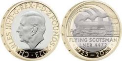 Alternative view of Great Britain, 2023, 2 Pounds, 100th Anniversary of the Flying Scotsman locomotive, KM #2360, BUNC Condition, Royal Mint folder.