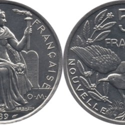New Caledonia, 5 Francs, 1986, KM# 16, AUNC Condition.