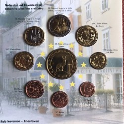 Alternative view of Slovenia 2004 1 Cent - €5 Euro UNC 9 Pattern Probe Essai Coin Set - Info BEAUTIFULFOLDER PACKAGING