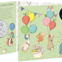 Alternative view of Great Britain, 5 Pounds, 2022, 120th Anniversary of The Tale of Peter Rabbit, Coloured, KM #2200.1, Mint Coin Folder.