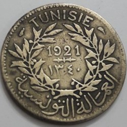 Alternative view of French – Tunisia, 2 Francs, 1921/1945, KM# 248, Circulated Condition.