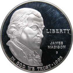 Alternative view of United States of America One Dollar Liberty Silver James Madison Bill of Rights Unique and Rare