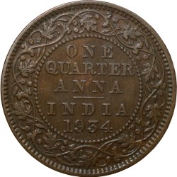 Alternative view of Bronze 1/4 Anna of George V (AD 1934) of Calcutta Mint KM513 Scarce