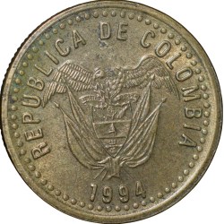 Brass 20 Pesos of Colombia Country (AD 1994)