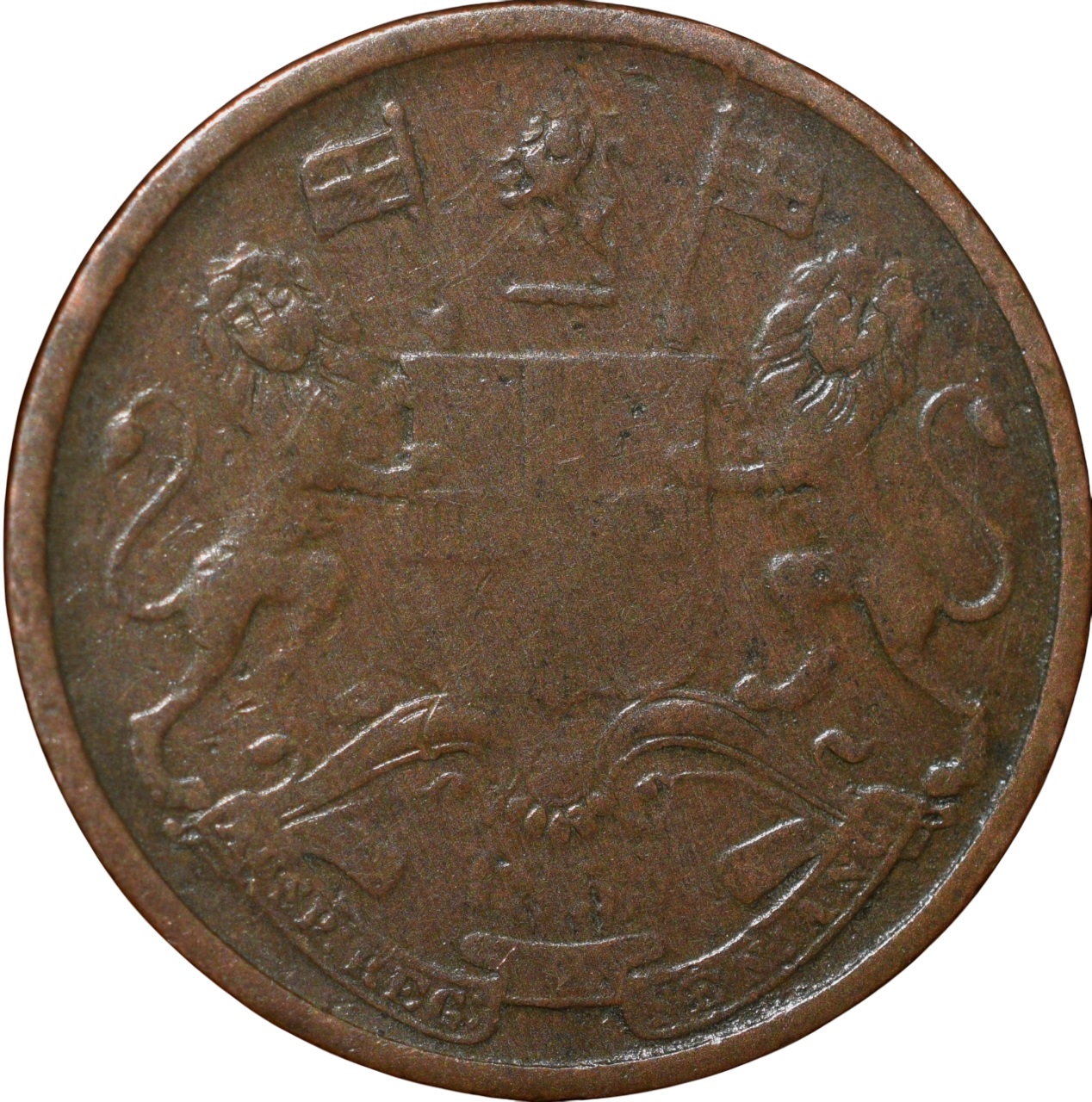 Copper 1/2 Pice of Queen Victoria - East India Company (AD 1853) of Calcutta Mint