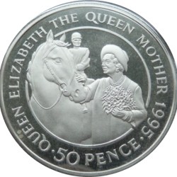 50 Pence Silver Queen Elizabeth II Queen Mother Piedfort Issue Ultra Rare