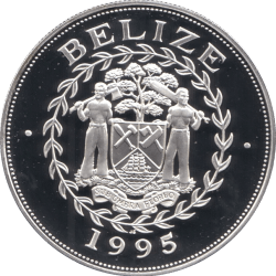1995 Silver Proof 5 Dollars Belize Silver Unique and Rare