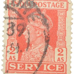 Postal Stamp of George VI 1/2 Anna Red Colour - Service Issue - Used Condition as per image.