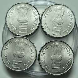 Alternative view of 5 Rs 50 Years ONGC Celebrating India Steel Coin Unc
