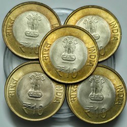 Alternative view of 10 Rs Shri Mata Vaishno Devi Shrine Board Mumbai Mint Coin Unc