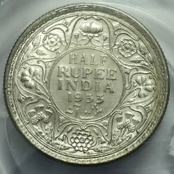 Alternative view of British India George V Half Rupee 1933 Silver Coin Bunc Rare