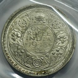 Alternative view of British India George VI One Rupee 1943 Silver Coin Unc Rare