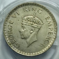 British India George VI One Rupee 1943 Silver Coin Unc Rare