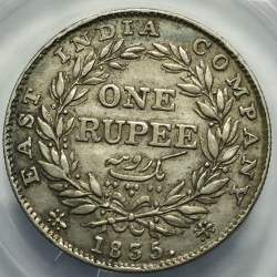 Alternative view of British India William One Rupee 1835 Silver Coin High Grade