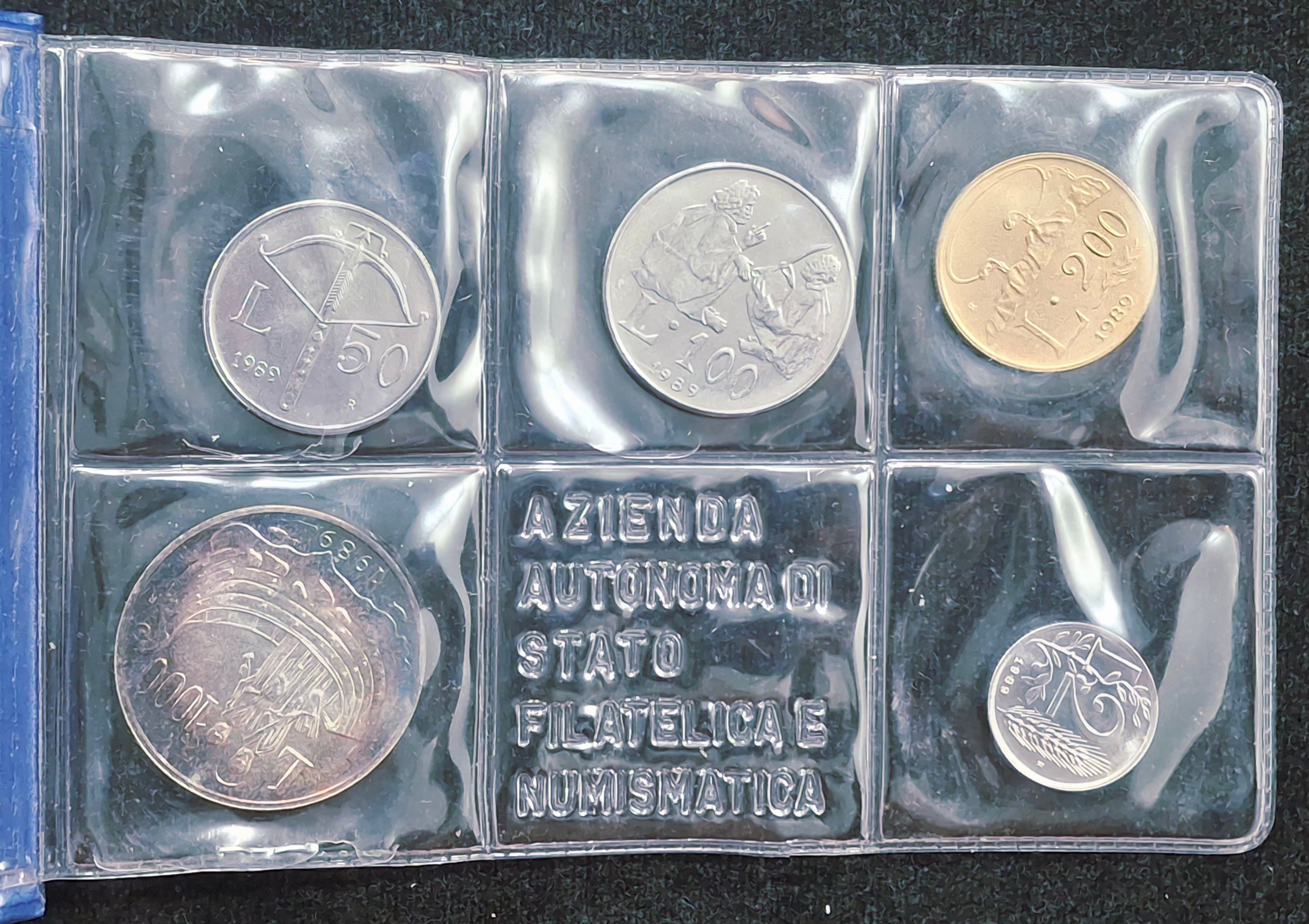 1989 Italy SAN MARINO complete set 10 COINS UNC with silver in official folder silver coin weight Silver (.835) Weight 14.6 g - Image 3
