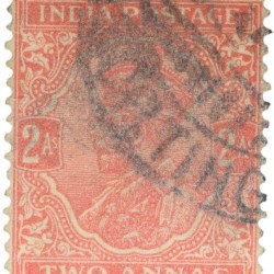 Postal Stamp of George V 2 Annas Red-Orange Colour - Used Condition as per image.