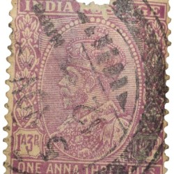 Postal Stamp of George V 1 Anna 3 Pies Purple Colour - Used Condition as per image.
