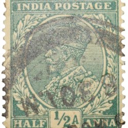 Postal Stamp of George V 1/2 Anna Green Colour - Used Condition as per image.