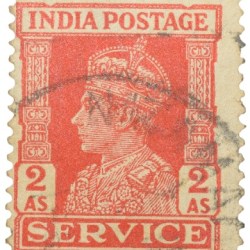 Postal Stamp of George VI 2 Annas Red Colour - Used Condition as per image.