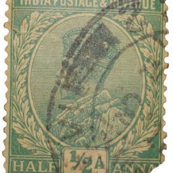 Postal Stamp of George V 1/2 Anna Green Colour - Used Condition as per image.