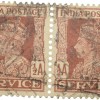 Postal Stamp of George VI 1/2 Anna Brown Colour - Block of 2 Stamps - Used Condition as per image.