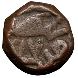 Alternative view of Copper Dam of Akbar (AD 1556-1605) of Bairata Mint Semi-Tugra Style