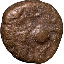 Copper Jital of Devraya I(AD 1406-22) of Vijayanagar Empire Bull Left/Dagger