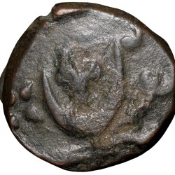 Alternative view of Copper Paisa of Muhiabad Poona Mint of Maratha Confederacy(17th-18th Cen. AD) with Nagfani/Cobra