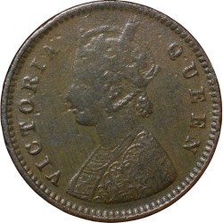 Copper 1/12 Anna of Victoria Queen (AD 1876) of Calcutta Mint Rare Date