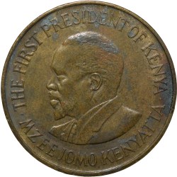 Brass 5 Cents of Kenya (AD 1978) with President Mzee Jomo Kenyatta