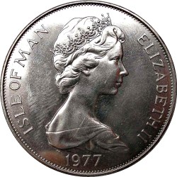 Alternative view of 1 Crown Queen Elizabeth II Silver Jubilee Appeal Silver Unique and Rare Isle of Man 1977 Issue