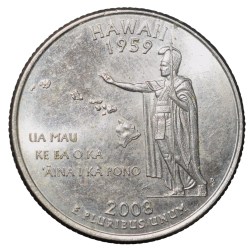 Nickel 1/4 Dollar of United States of America (AD 2008) Commemorative Issue 'Hawaii' About UNC Grade