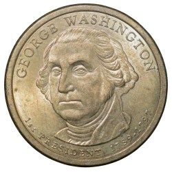 Brass 1 Dollar of United States of America (AD 2007) Commemorative Issue 'George Washington' About UNC Grade