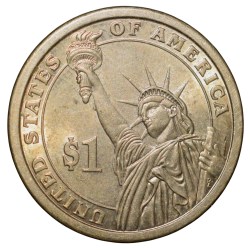 Alternative view of Brass 1 Dollar of United States of America (AD 2007) Commemorative Issue 'John Adams' About UNC Grade
