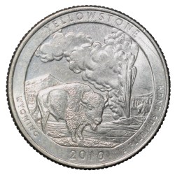 Nickel 1/4 Dollar of United States of America (AD 2010) Commemorative Issue 'Yellow Stone' State UNC