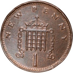 Alternative view of Bronze 1 Penny of Elizabeth II (AD 1971) from United Kingdom