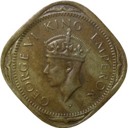 Nickel-Brass 2 Annas of George VI(AD 1943) of Bombay Mint