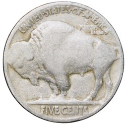 Alternative view of Copper-Nickel 5 Cents of USA (AD 1920) with Standing American Bison Rare
