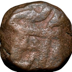 Copper 1/2 Dam of Akbar (AD1556-1605) of Ujjain Mint KM23.15 Scarce
