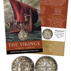 THE VIKINGS – Silver Penny Reproduction Coin WITH BEAUTIFUL FOLDER COIN