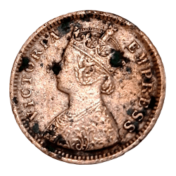 Alternative view of British India Copper 1/2 PICE Year 1887 VICTORIA EMPRESS in Collectable Grade.