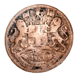 Alternative view of British India Copper 1/2 PICE Year 1853 EAST INDIA COMPANY **RARE** Used Condition.