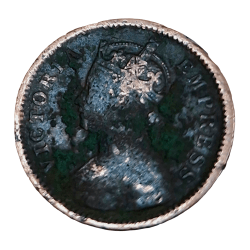 Alternative view of British India Copper 1/2 PICE Year 1891 VICTORIA EMPRESS in Used Condition.