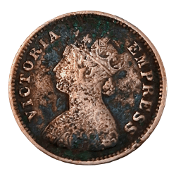 Alternative view of British India Copper 1/2 PICE Year 1900 VICTORIA EMPRESS in Used Condition.
