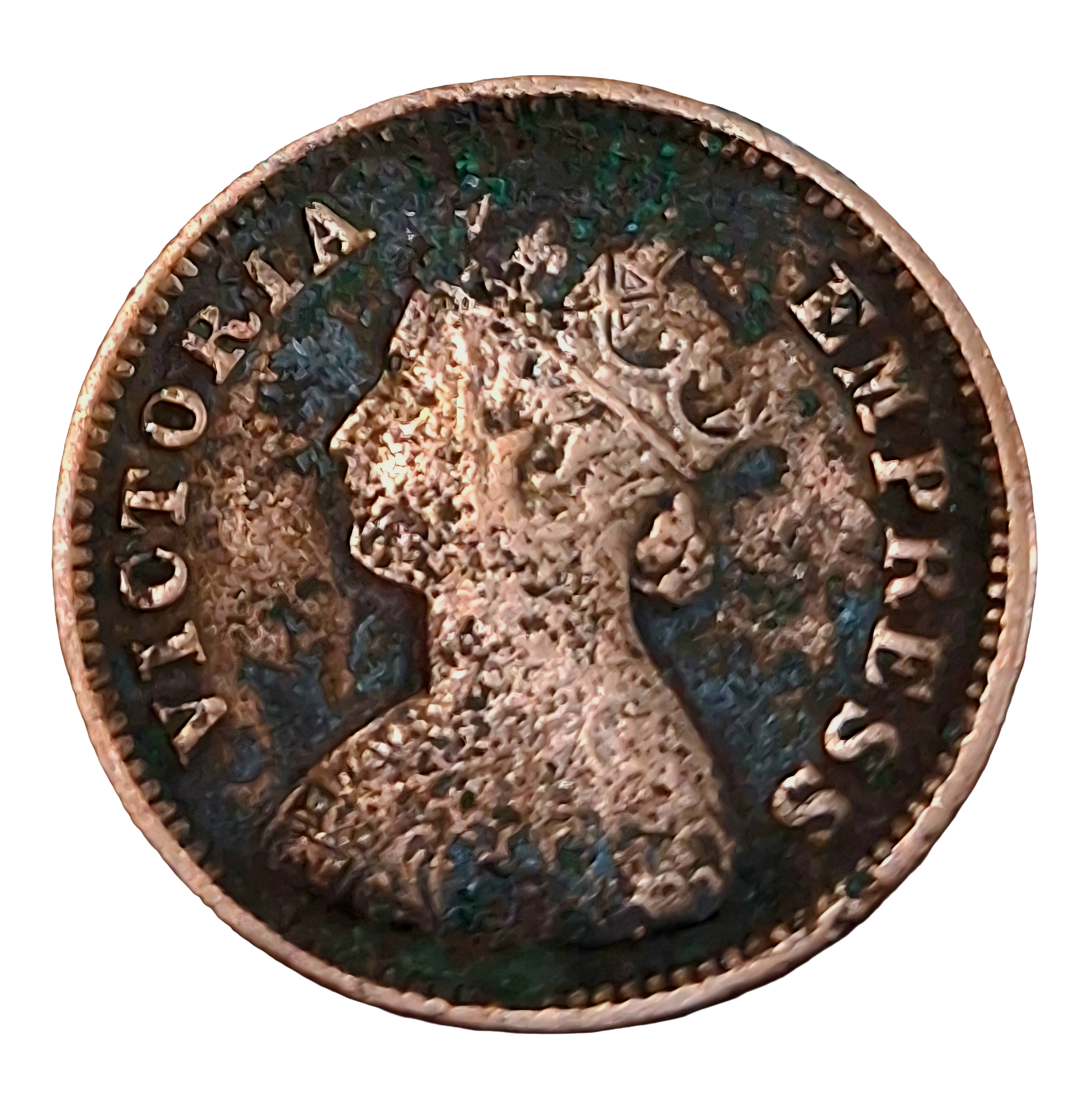 British India Copper 1/2 PICE Year 1900 VICTORIA EMPRESS in Used Condition. - Image 2